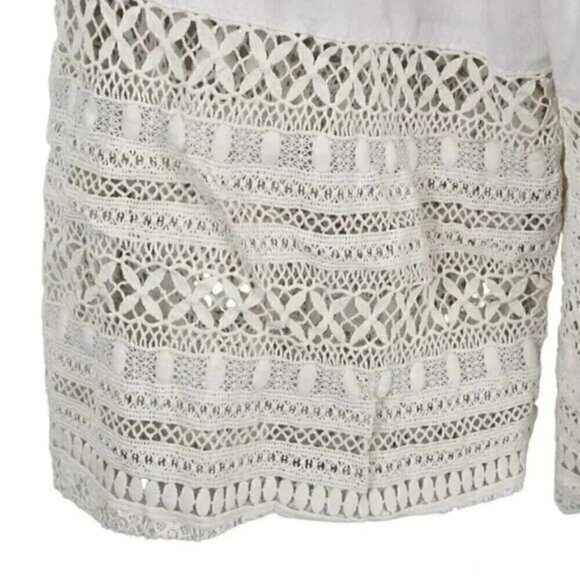 American Eagle Wide Leg Pants with Crochet Bottom Boho Crop Cream Size  Small - Picture 7 of 9